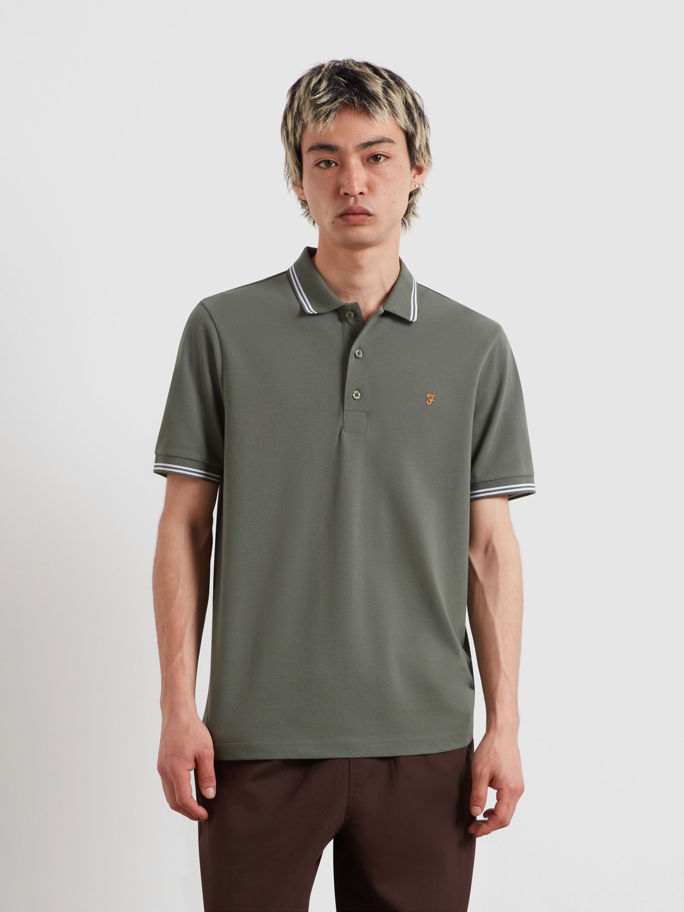 Bowes Tipped Polo Shirt In Rosemary