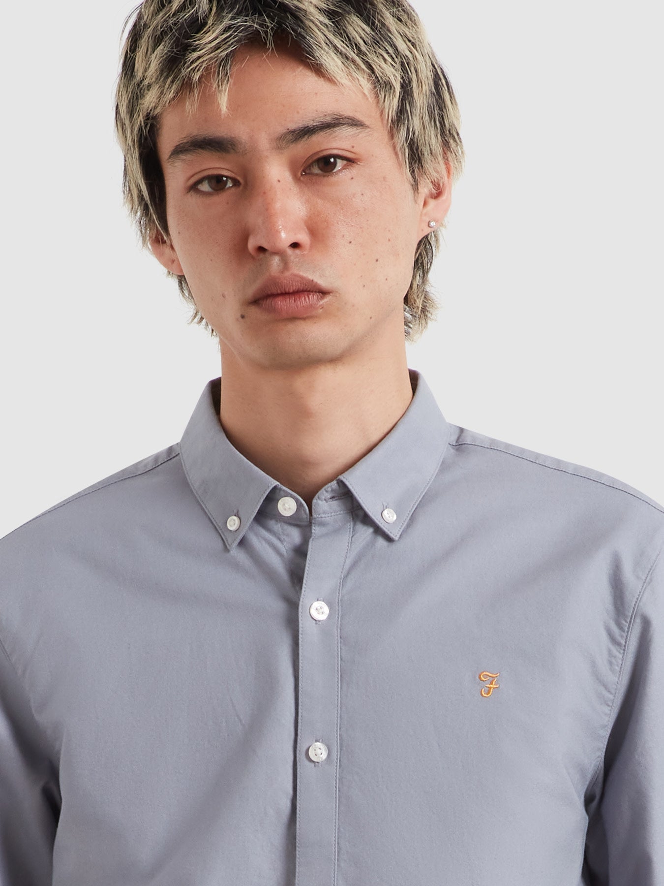 Brewer Slim Fit Organic Cotton Oxford Shirt In Icelandic Blue