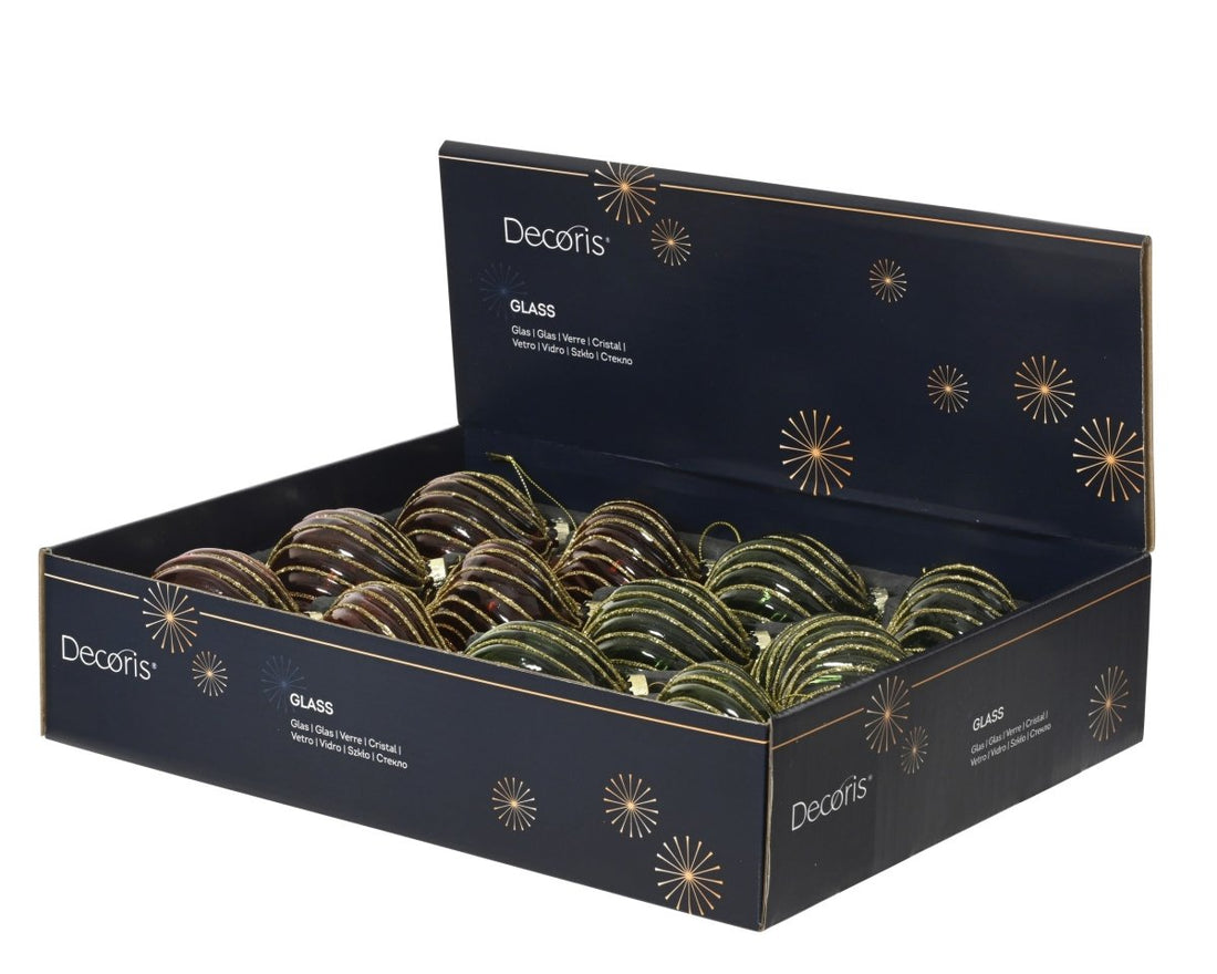 Decoris Decorated Glass Christmas Bauble - Assorted - RUTHERFORD & Co