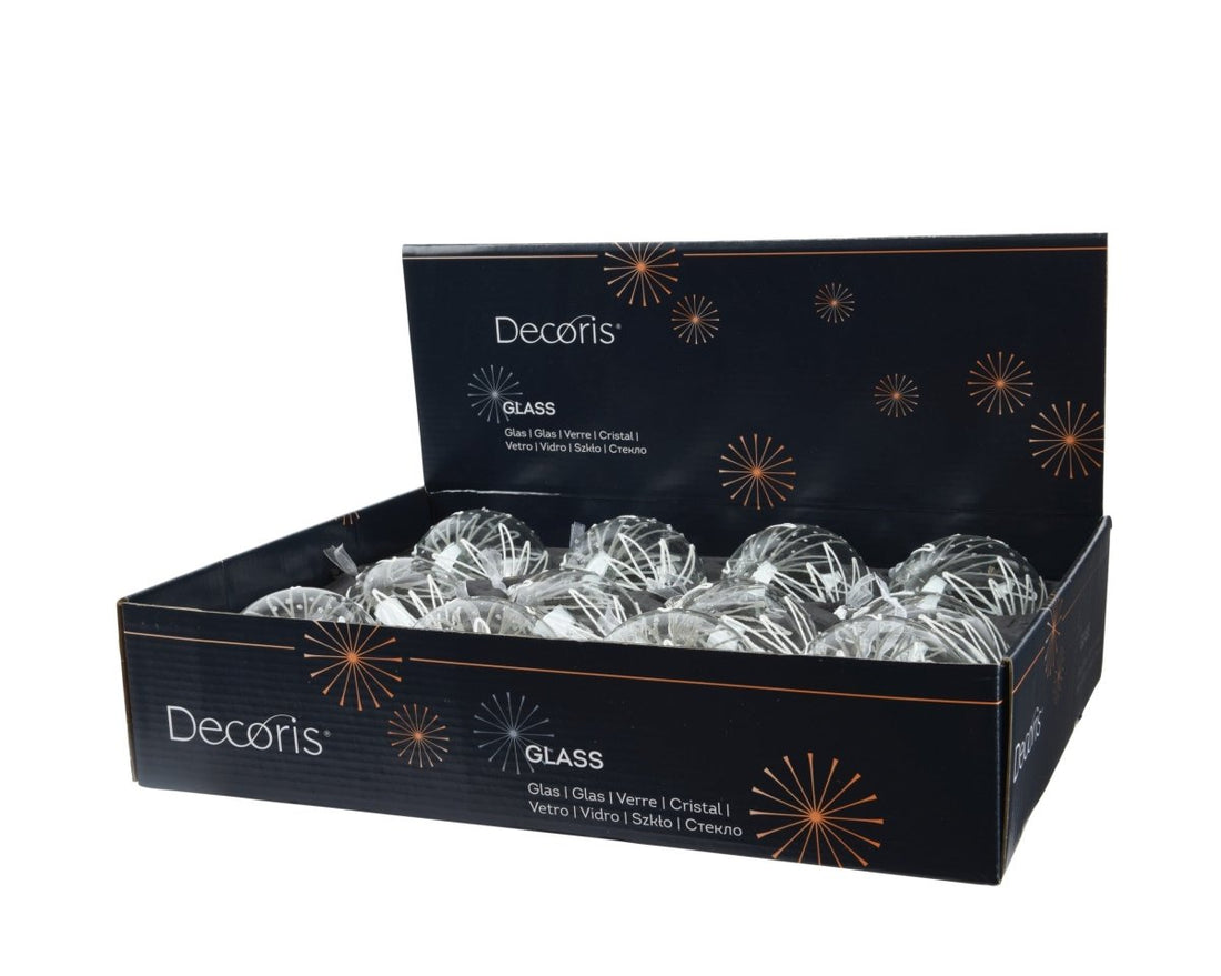 Decoris Decorated Glass Christmas Bauble Transparent - Assorted - RUTHERFORD & Co