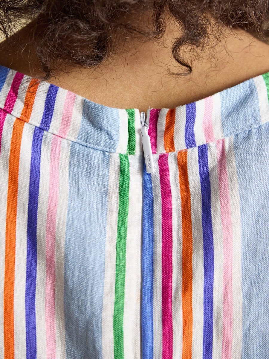 Delphine Multi Striped Shift Dress With Linen - RUTHERFORD & Co