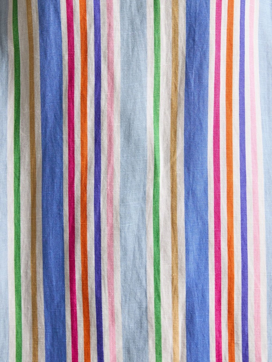 Delphine Multi Striped Shift Dress With Linen - RUTHERFORD & Co