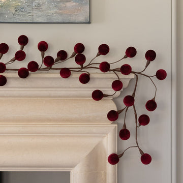 Deluxe Velvet Ball Christmas Garland Burgundy - RUTHERFORD & Co