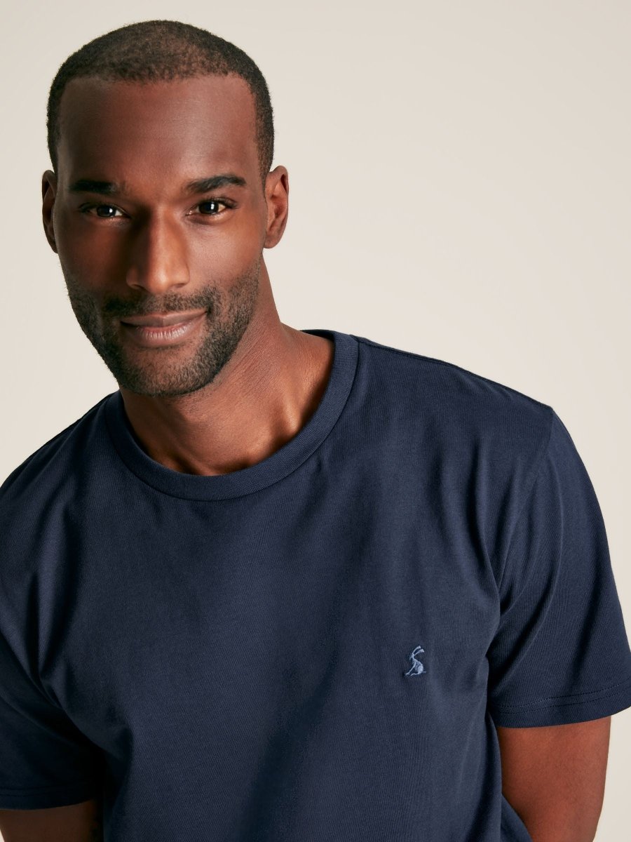 Denton Navy Plain Jersey Crew Neck T-Shirt - RUTHERFORD & Co
