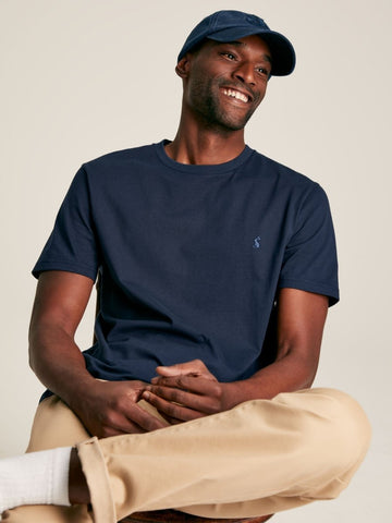 Denton Navy Plain Jersey Crew Neck T-Shirt - RUTHERFORD & Co