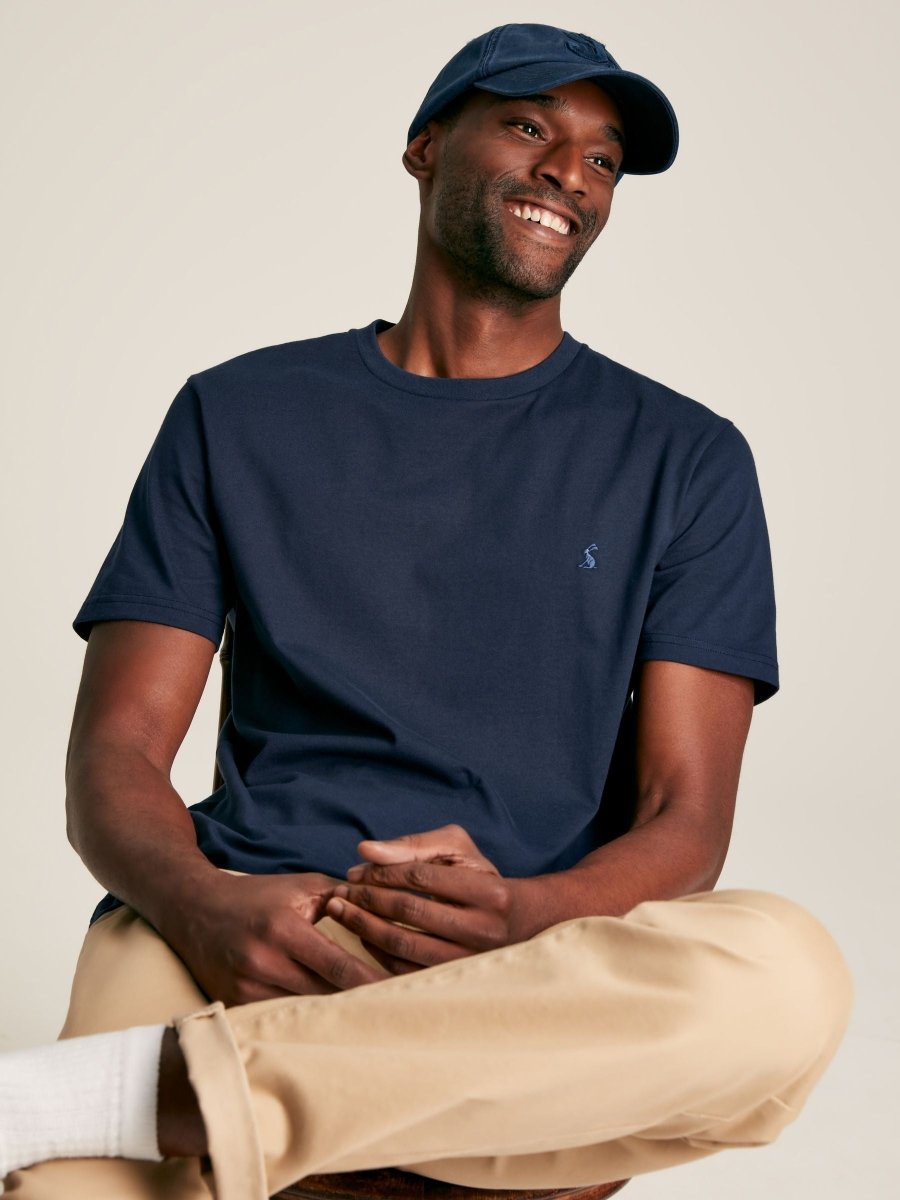 Denton Navy Plain Jersey Crew Neck T-Shirt - RUTHERFORD & Co