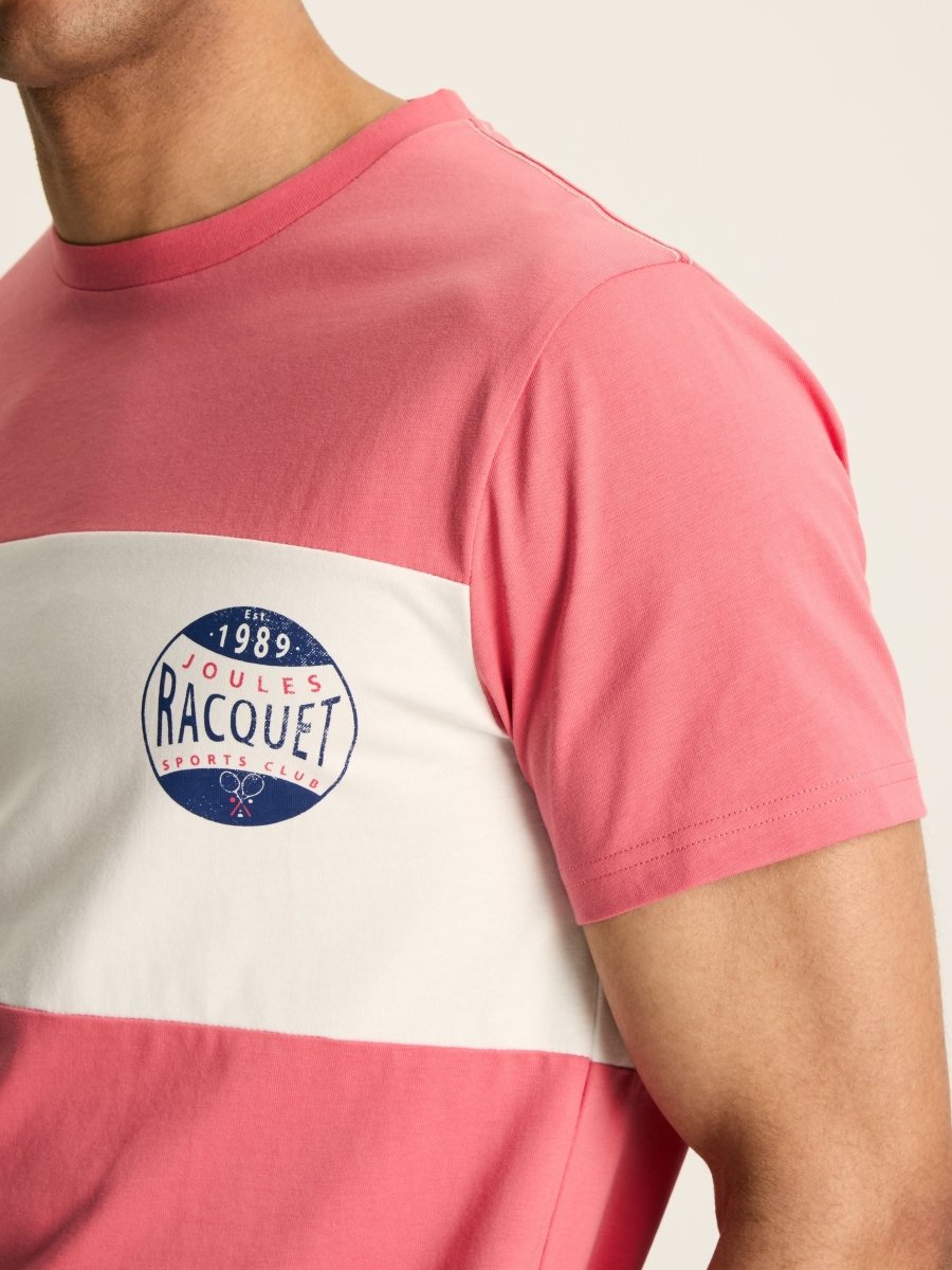 Denton Pink Colourblock Jersey Crew Neck T-Shirt - RUTHERFORD & Co