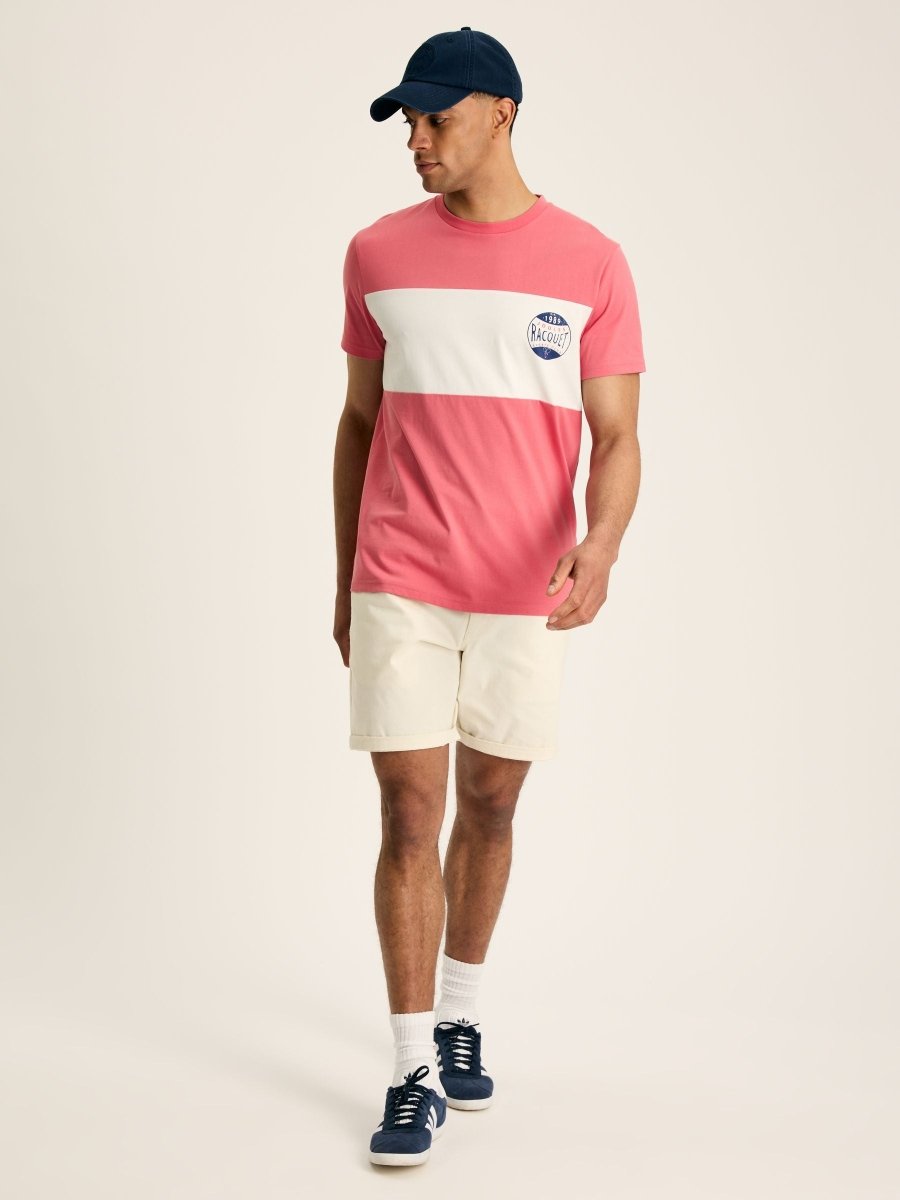 Denton Pink Colourblock Jersey Crew Neck T-Shirt - RUTHERFORD & Co