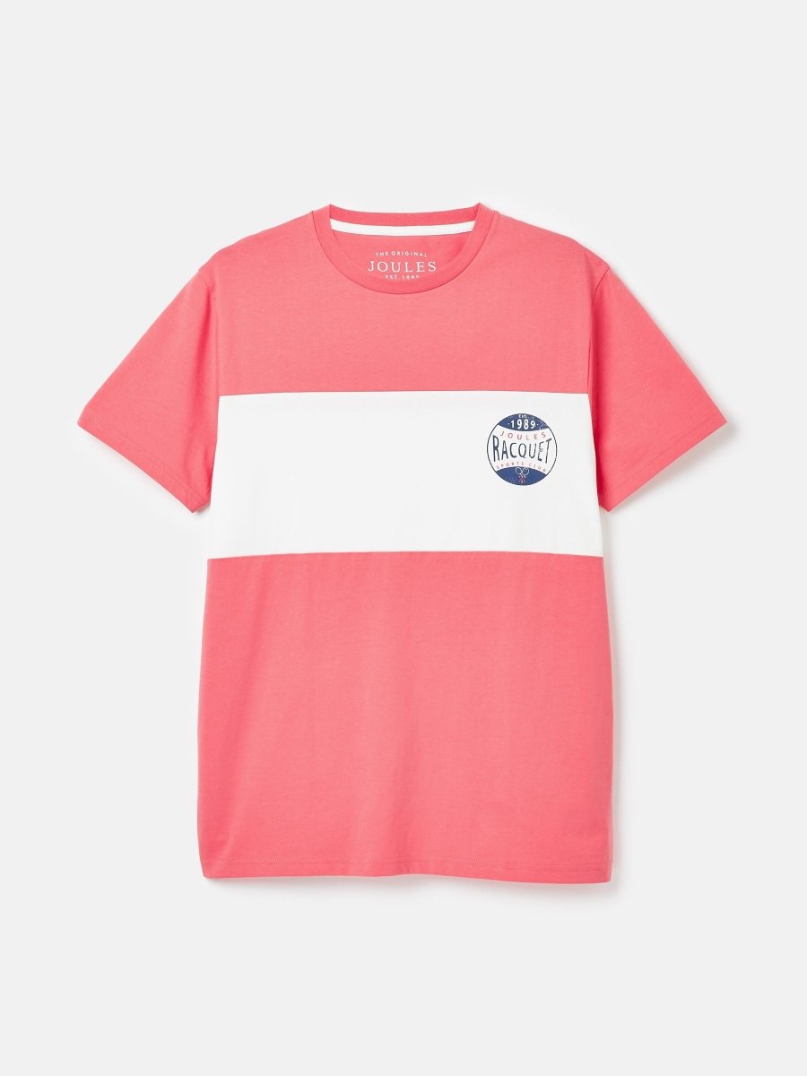 Denton Pink Colourblock Jersey Crew Neck T-Shirt - RUTHERFORD & Co