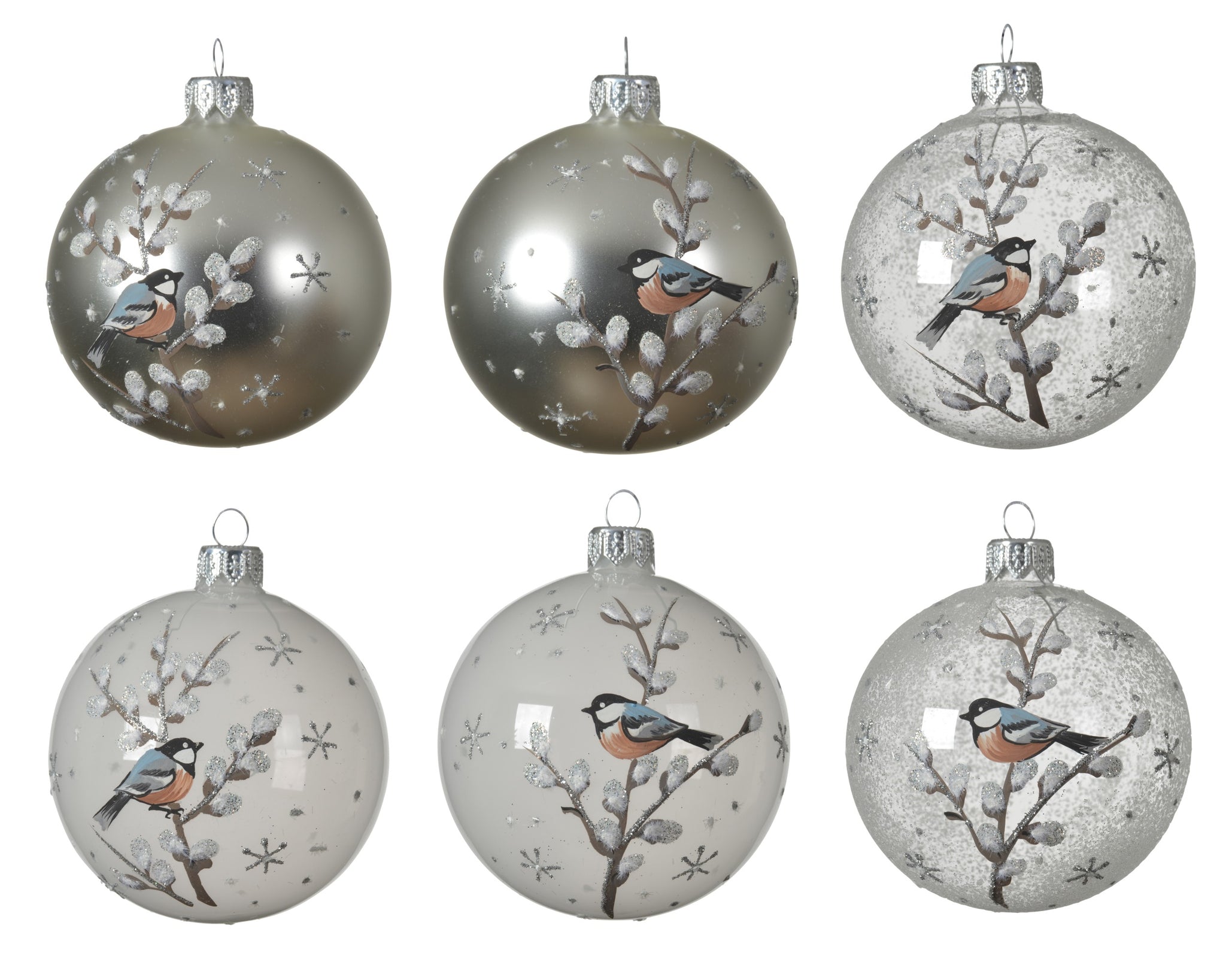 Decoris Decorated Glass Christmas Bauble -  Assorted