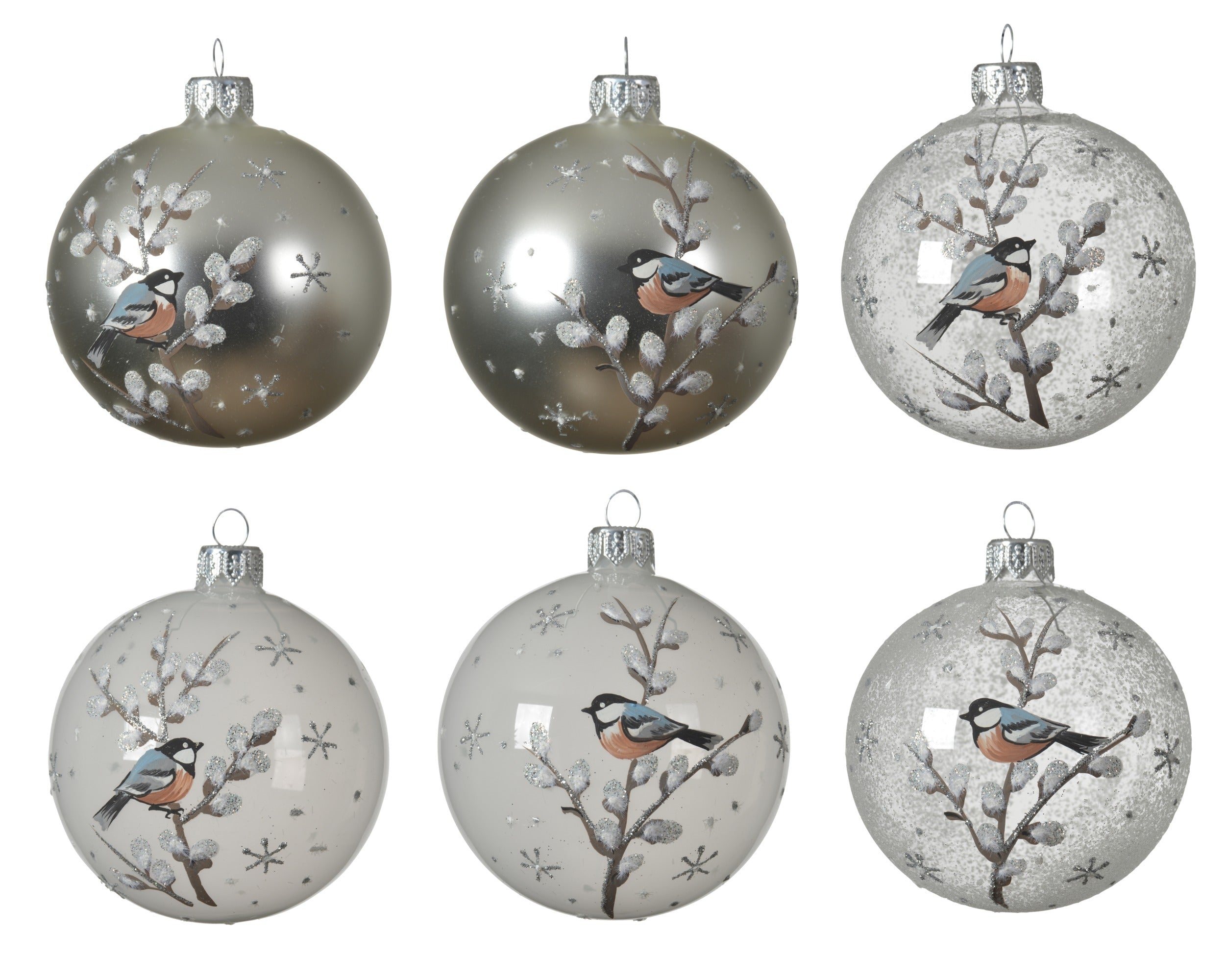 Decoris Decorated Glass Christmas Bauble -  Assorted