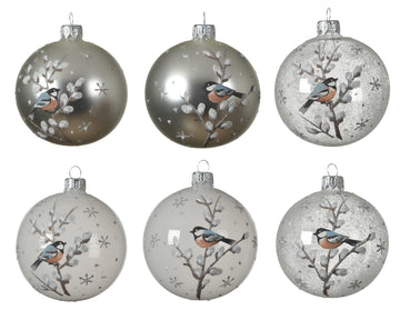 Decoris Decorated Glass Christmas Bauble -  Assorted