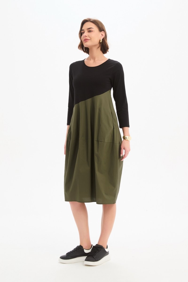 Diagonal Seam Combi Dress - RUTHERFORD & Co