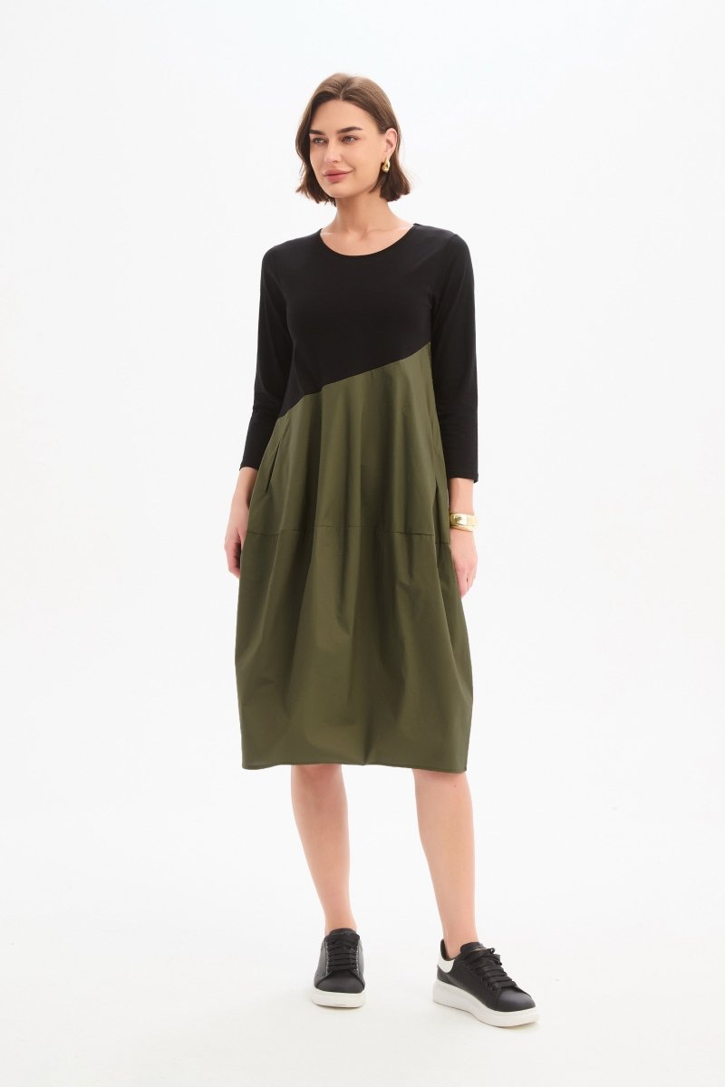 Diagonal Seam Combi Dress - RUTHERFORD & Co
