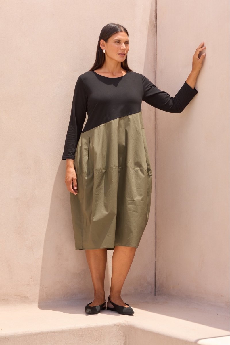 Diagonal Seam Combi Dress - RUTHERFORD & Co
