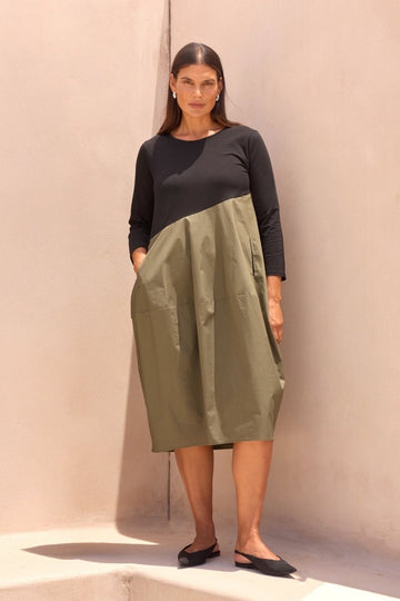 Diagonal Seam Combi Dress - RUTHERFORD & Co