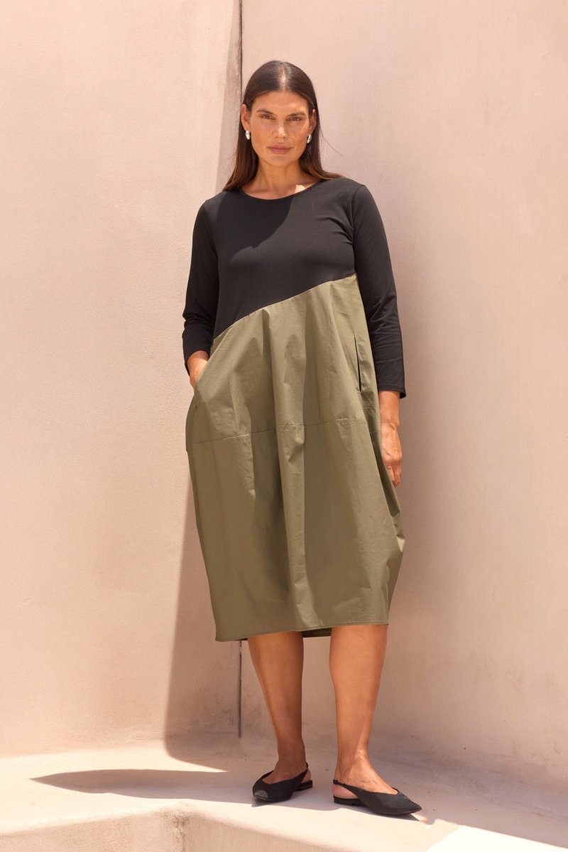Diagonal Seam Combi Dress - RUTHERFORD & Co