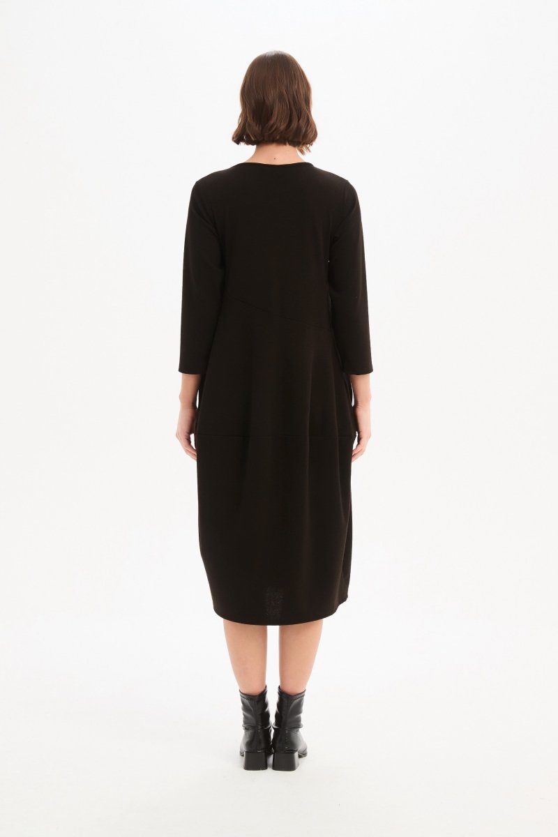 Diagonal Seam Knit Dress Chocolate - RUTHERFORD & Co