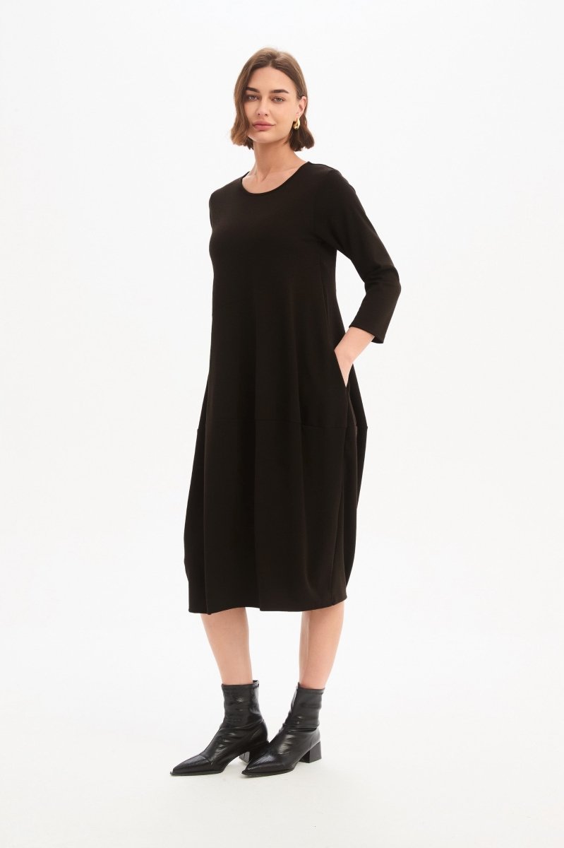 Diagonal Seam Knit Dress Chocolate - RUTHERFORD & Co