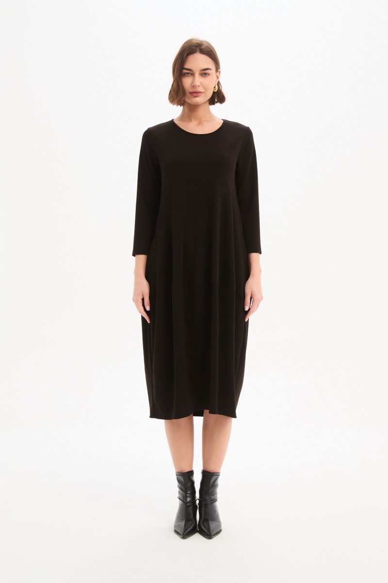 Diagonal Seam Knit Dress Chocolate - RUTHERFORD & Co