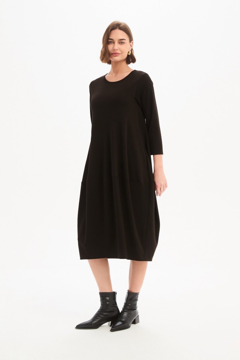 Diagonal Seam Knit Dress Chocolate - RUTHERFORD & Co