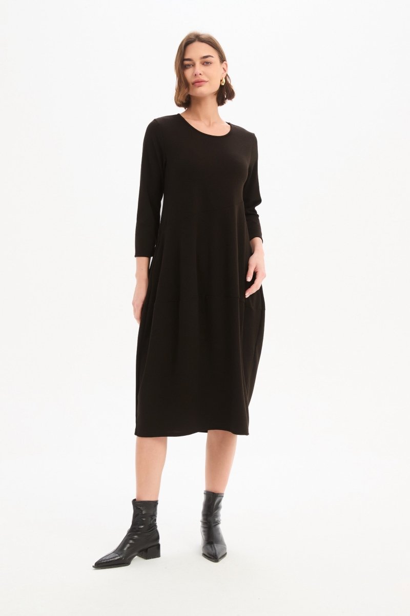 Diagonal Seam Knit Dress Chocolate - RUTHERFORD & Co