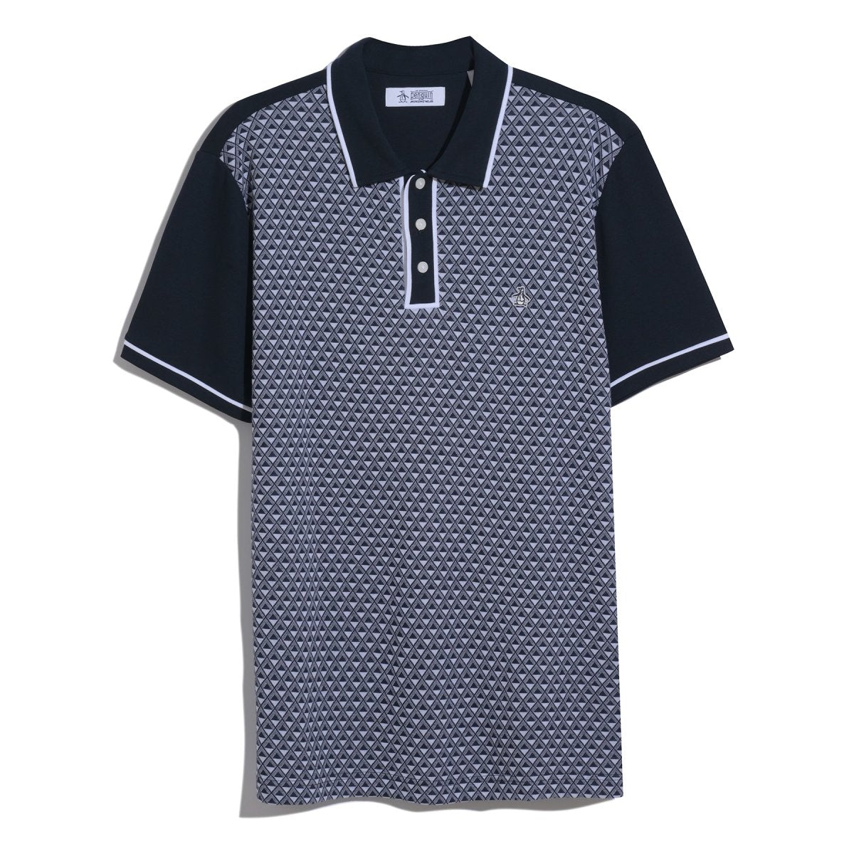 Diamond Jacquard Front Interlock Polo Shirt In Dark Sapphire - RUTHERFORD & Co