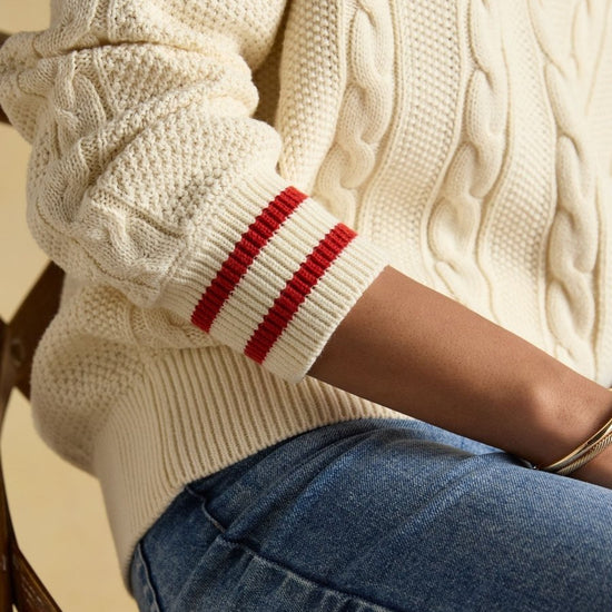Dibbly Cream Cotton Cable Knit Cricket Jumper - RUTHERFORD & Co
