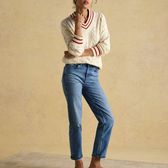 Dibbly Cream Cotton Cable Knit Cricket Jumper - RUTHERFORD & Co
