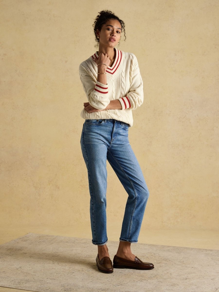 Dibbly Cream Cotton Cable Knit Cricket Jumper - RUTHERFORD & Co