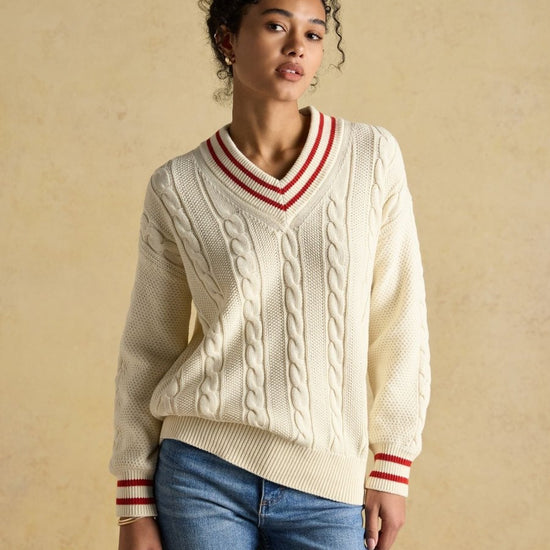 Dibbly Cream Cotton Cable Knit Cricket Jumper - RUTHERFORD & Co