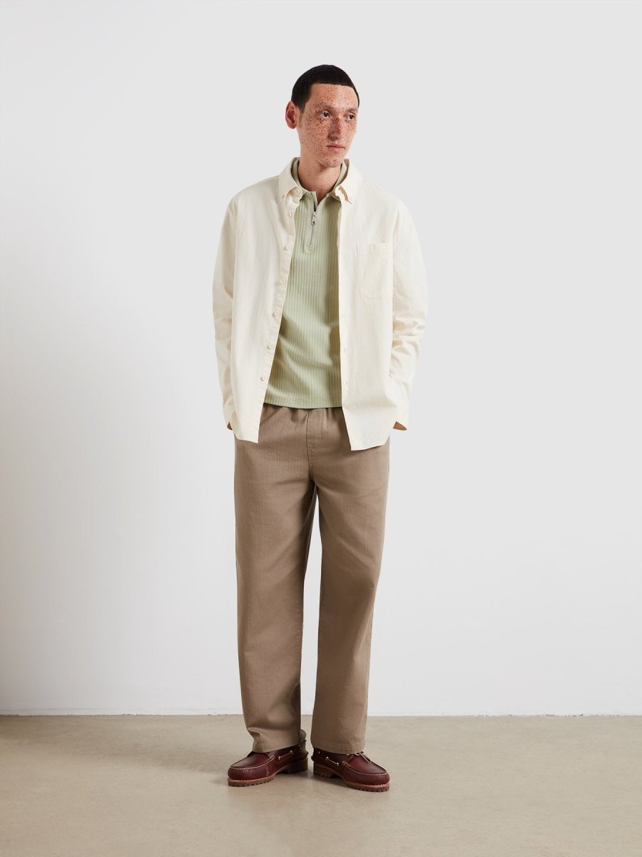 Dobson Zipped Polo Shirt In Green Shade - RUTHERFORD & Co