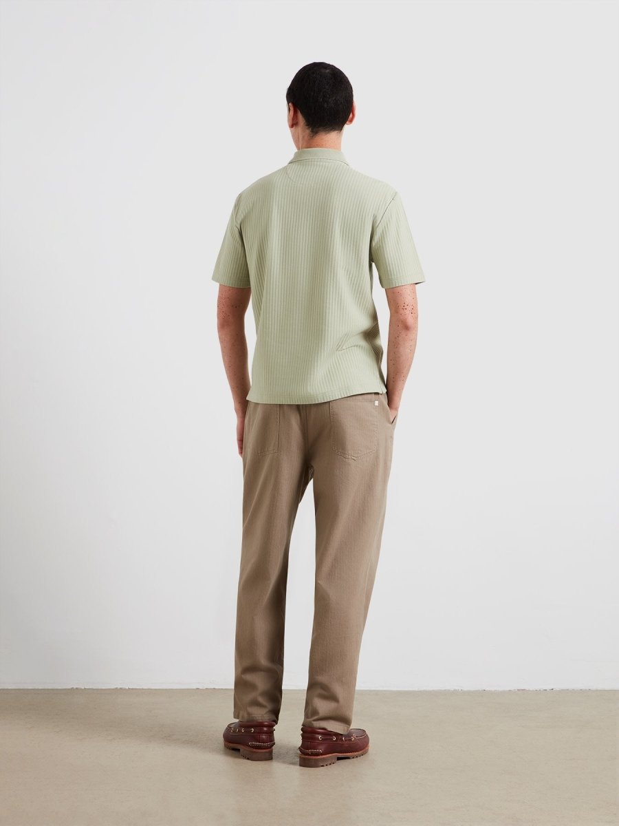 Dobson Zipped Polo Shirt In Green Shade - RUTHERFORD & Co