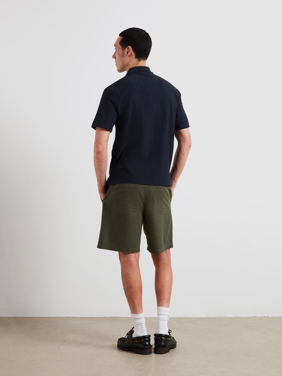 Dobson Zipped Polo Shirt In True Navy - RUTHERFORD & Co
