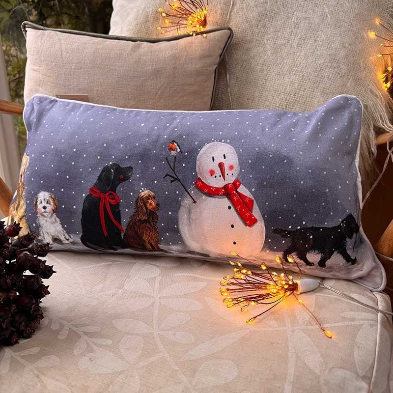 Dogs and Snowman Cushion - RUTHERFORD & Co
