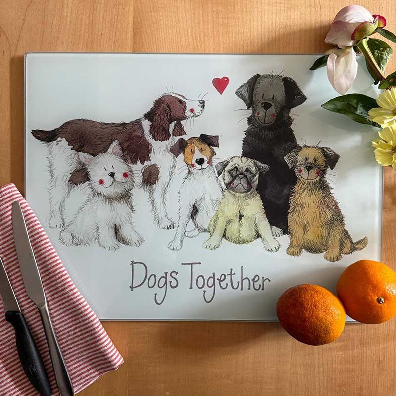 Dogs Together Glass Worktop Saver - RUTHERFORD & Co