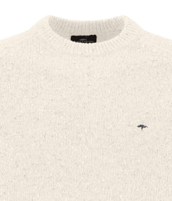 Donegal Crew Neck Jumper - Snow White - RUTHERFORD & Co