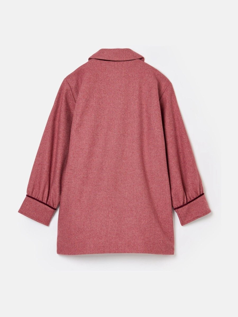 Dorothea Pink Herringbone Tweed Coat - RUTHERFORD & Co