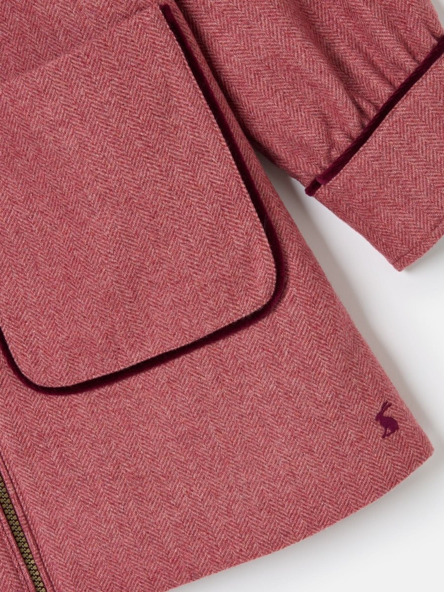 Dorothea Pink Herringbone Tweed Coat - RUTHERFORD & Co