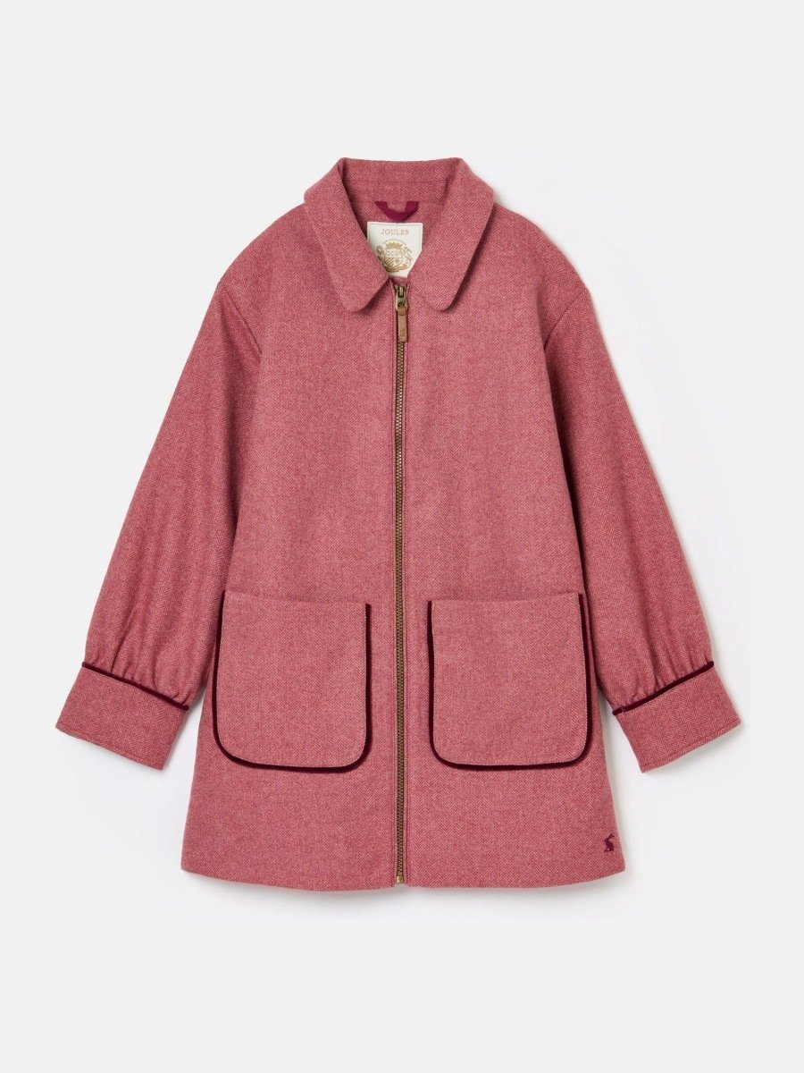 Dorothea Pink Herringbone Tweed Coat - RUTHERFORD & Co