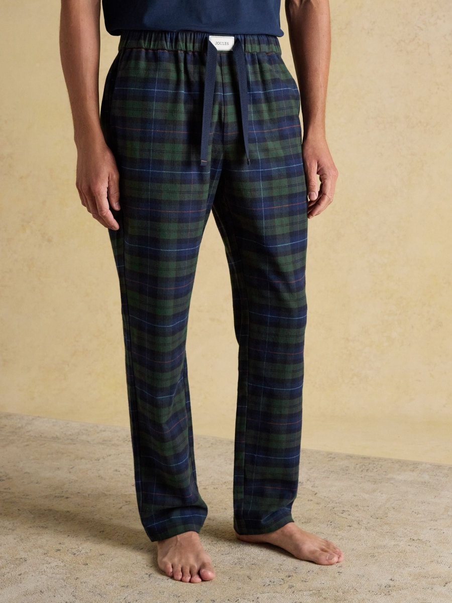 Dozer Check Green & Navy Pyjama Bottoms - RUTHERFORD & Co