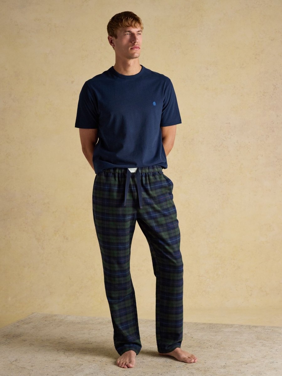 Dozer Check Green & Navy Pyjama Bottoms - RUTHERFORD & Co