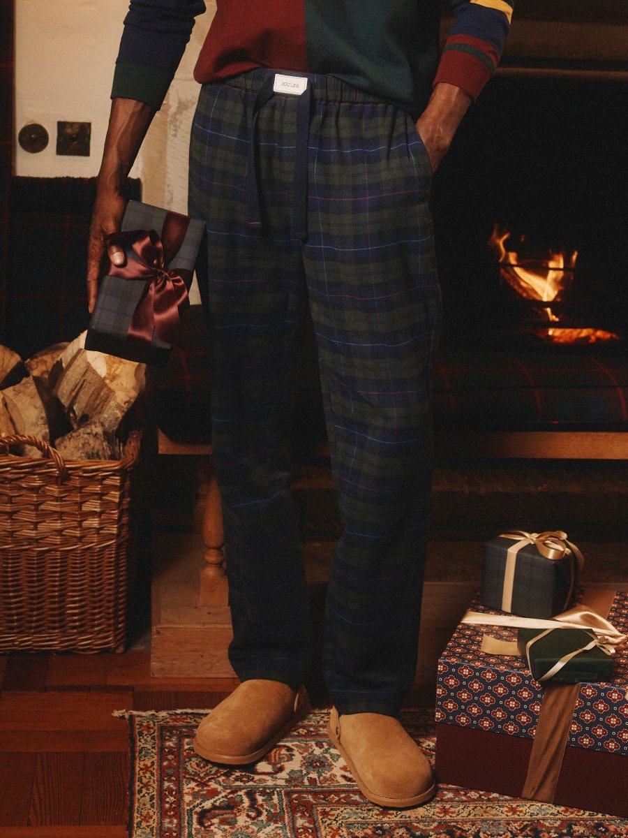Dozer Check Green & Navy Pyjama Bottoms - RUTHERFORD & Co