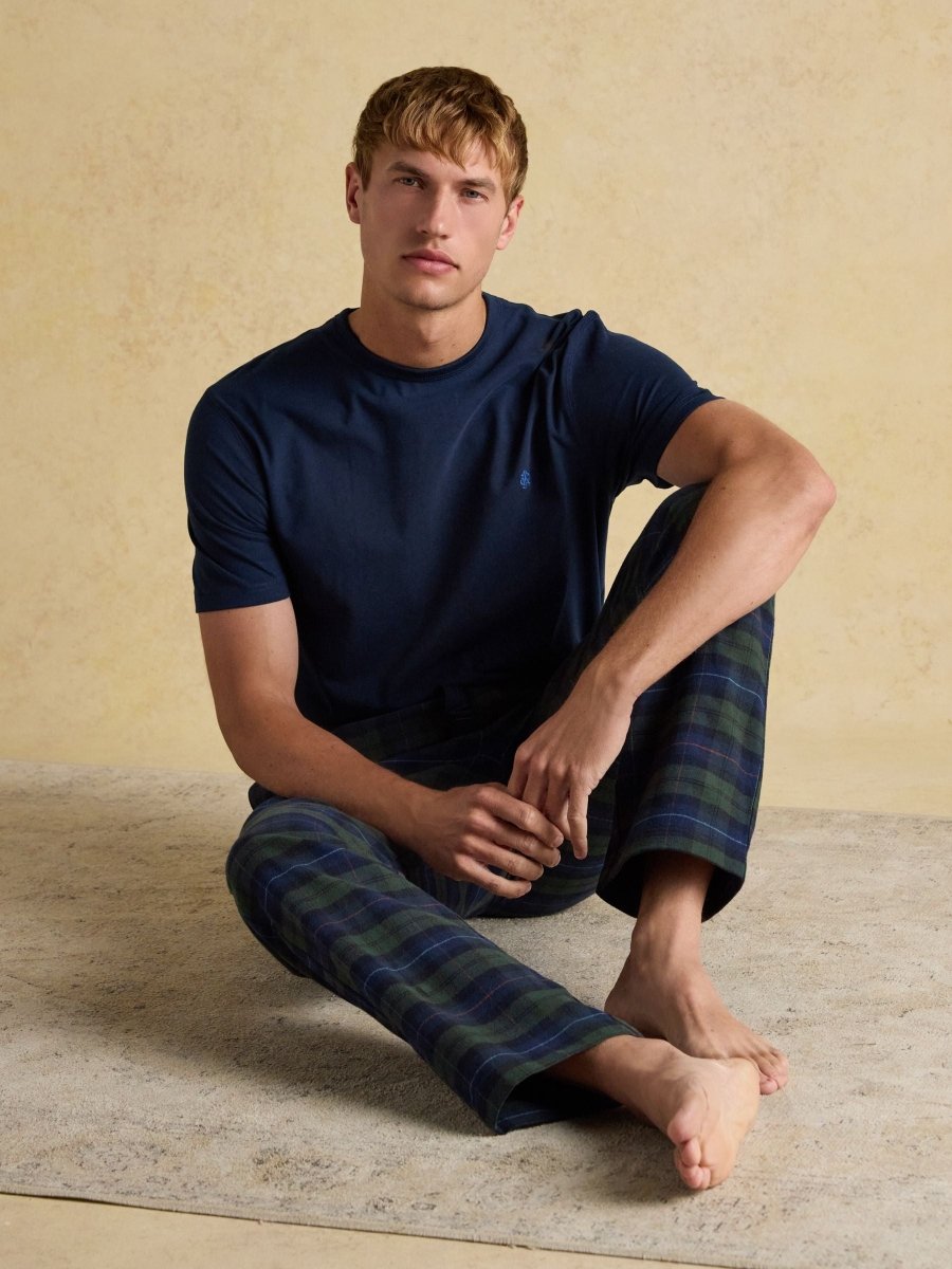 Dozer Check Green & Navy Pyjama Bottoms - RUTHERFORD & Co