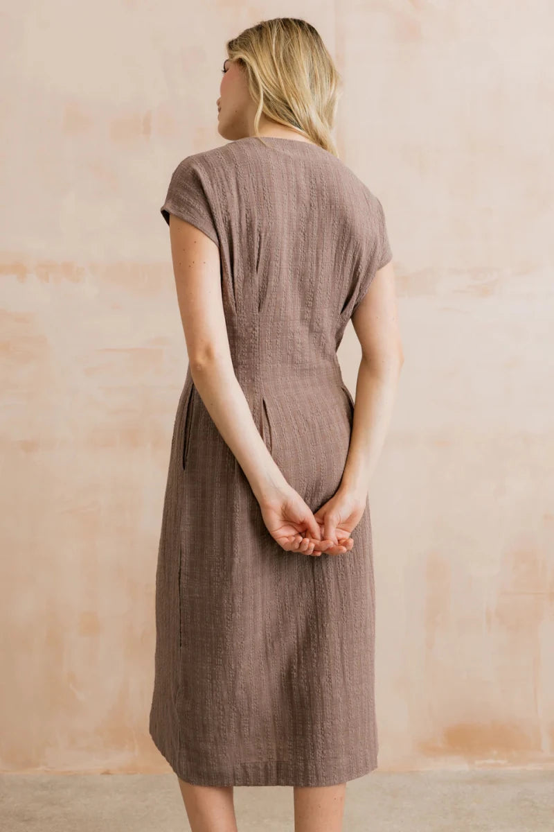 Drift Dress Plain Seersucker Mocha - RUTHERFORD & Co