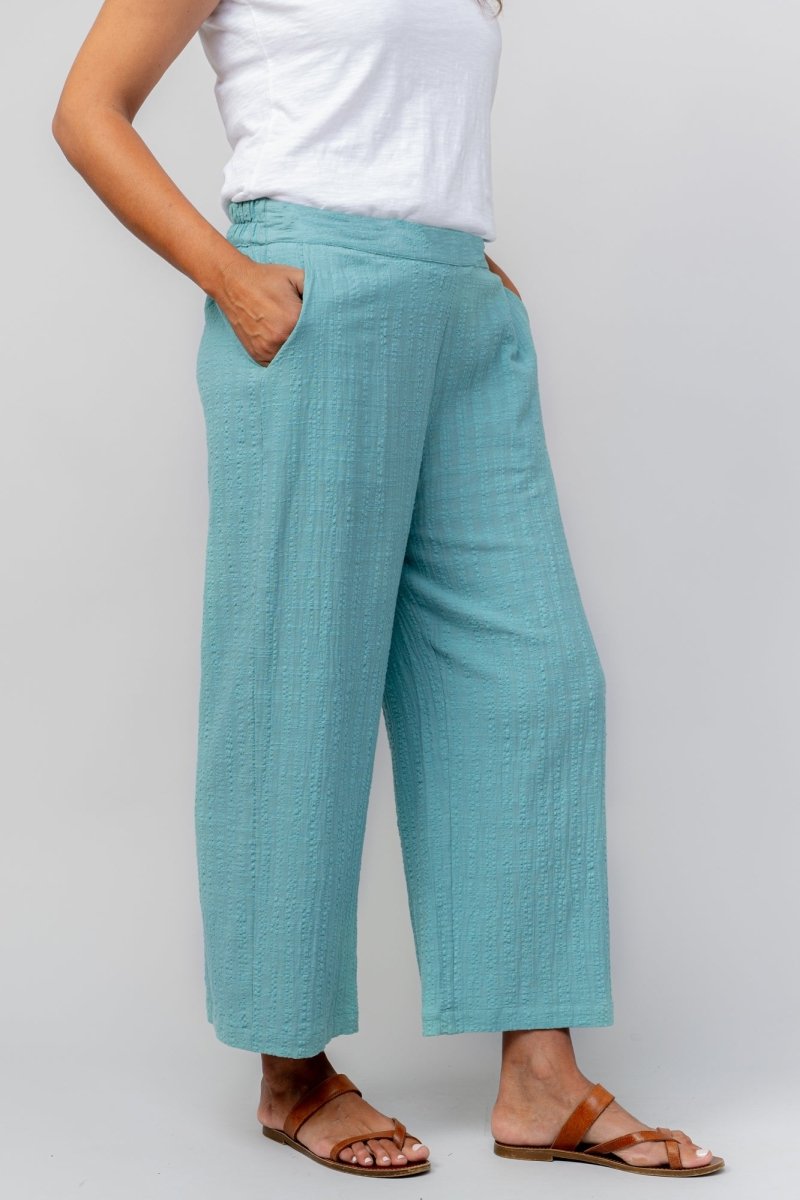 Drift Textured Seersucker Wide Leg Trousers - RUTHERFORD & Co
