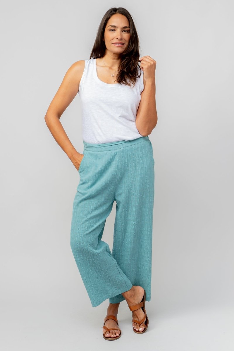 Drift Textured Seersucker Wide Leg Trousers - RUTHERFORD & Co
