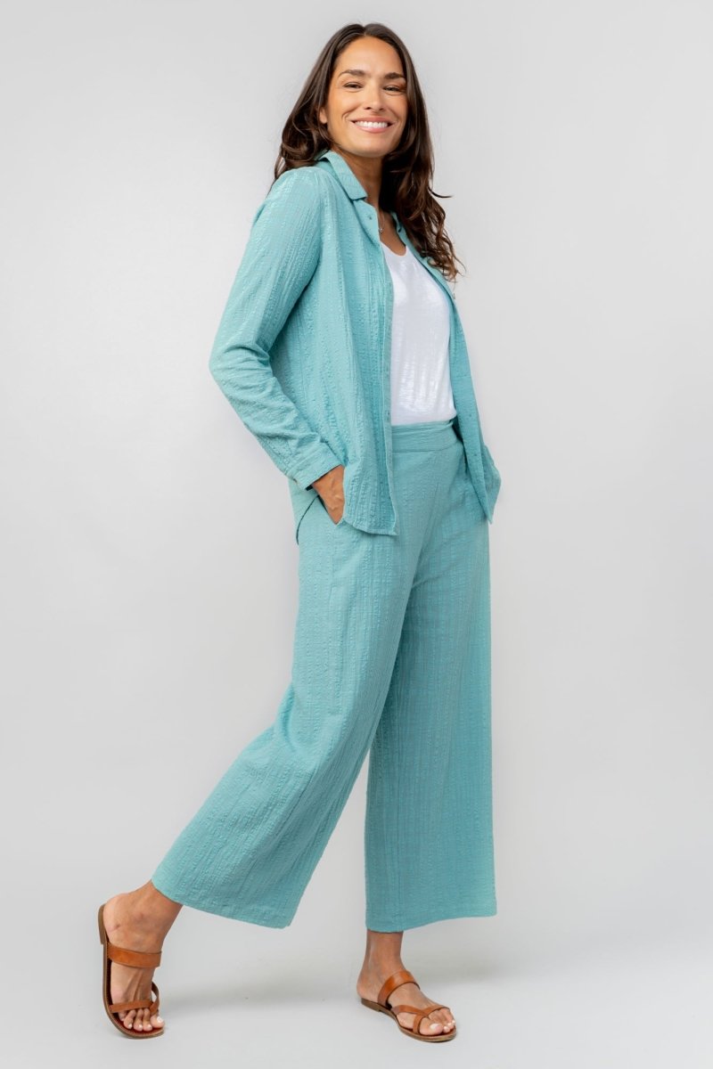 Drift Textured Seersucker Wide Leg Trousers - RUTHERFORD & Co