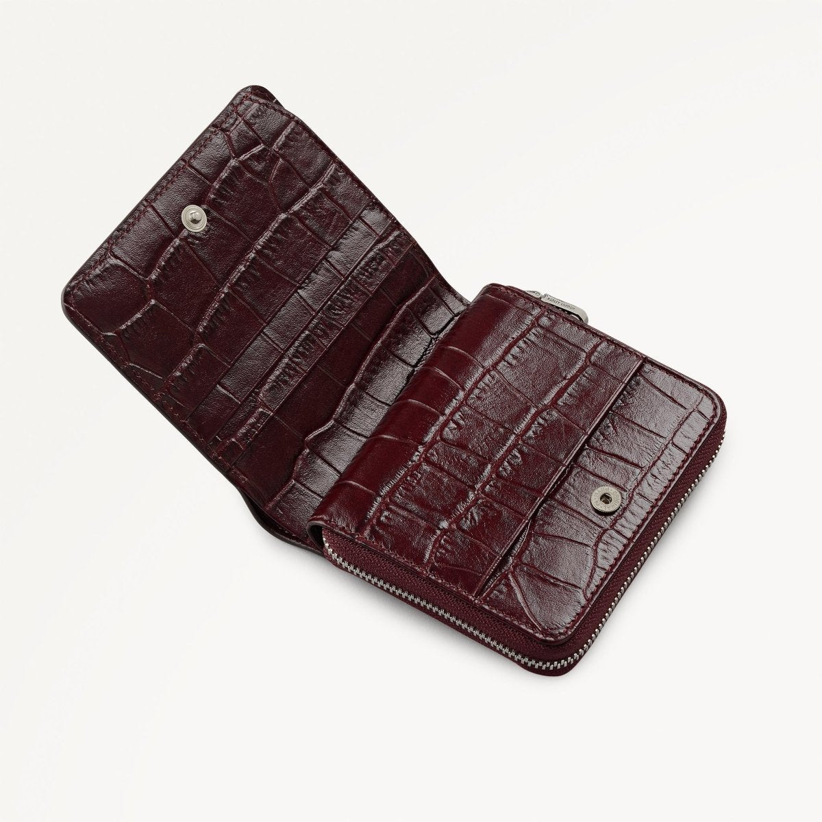 Dukes Place Faux Croc Medium Zip Around Purse Dark Cherry - RUTHERFORD & Co