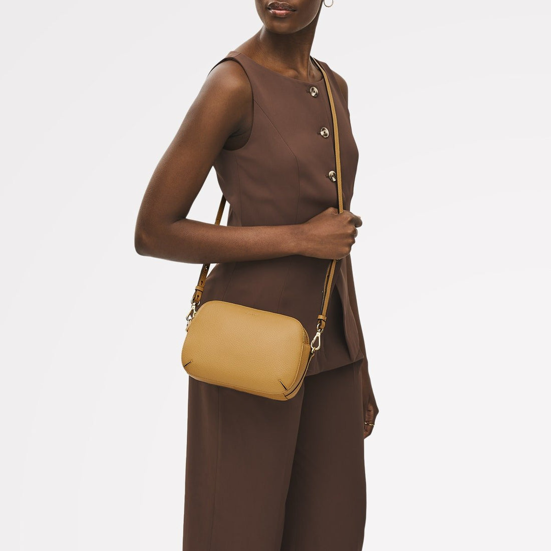 DUKES PLACE/PECAN/MEDIUM ZIPTOP CROSSBODY - RUTHERFORD & Co